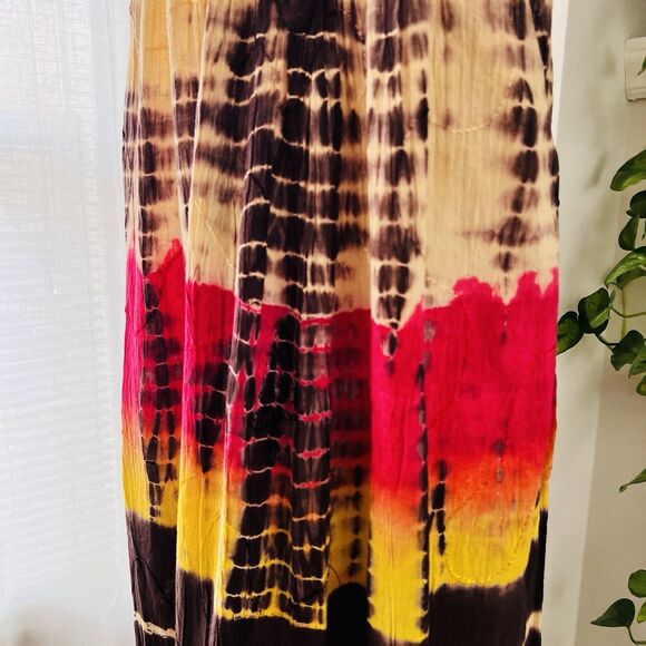 Advanced Apparels Vibrant Multicolor Tie-Dye Midi Dress. One Size. EUC. - Picture 3 of 7